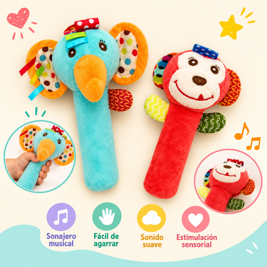 Sonajero de Peluche para Bebé – Animalitos Sensoriales