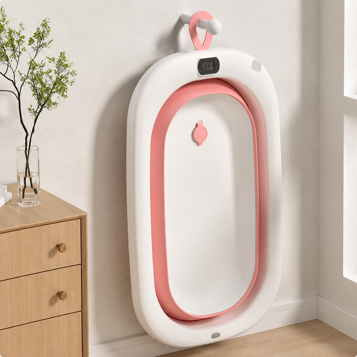 Bañera Plegable para Bebé con Termómetro Digital + cojín de apoyo