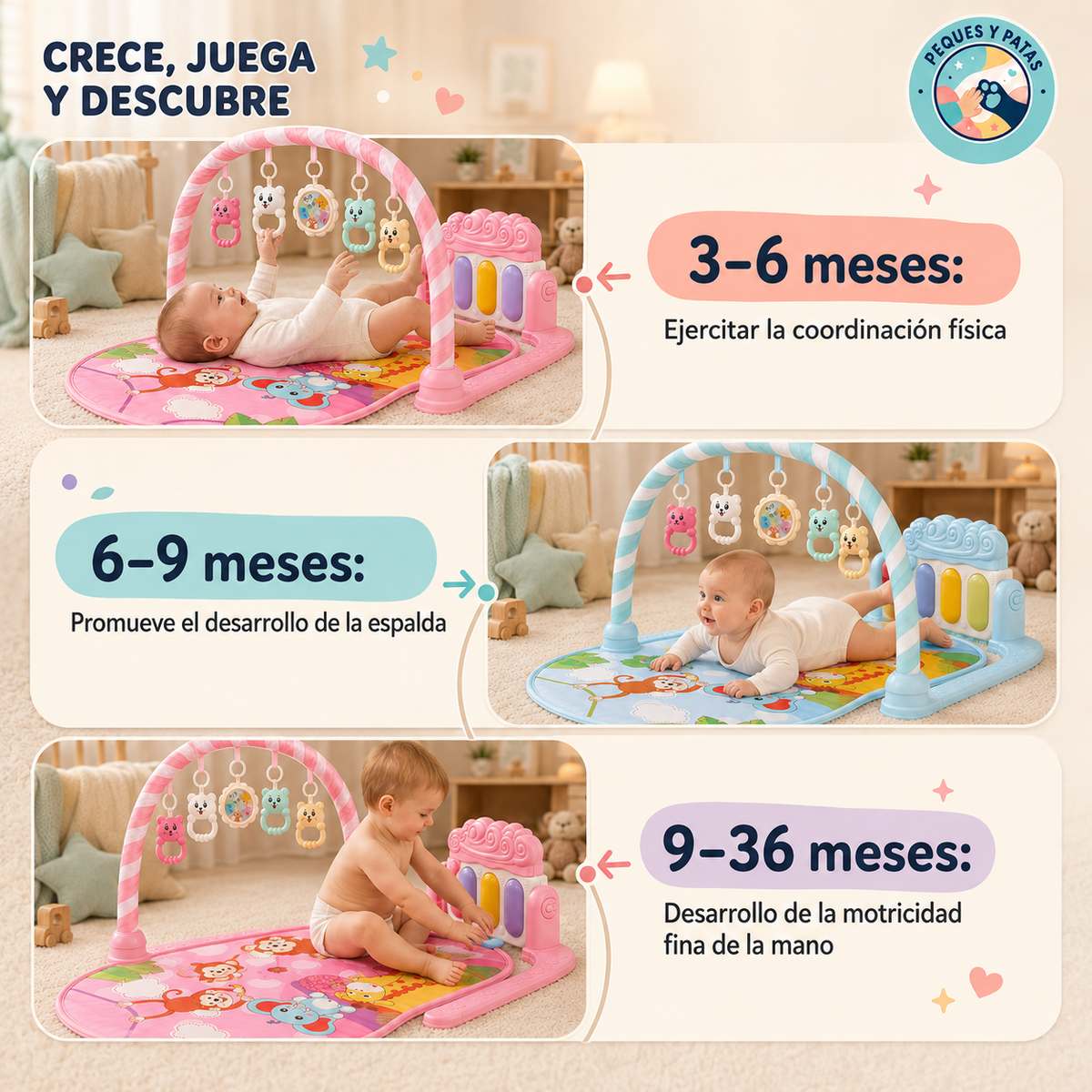 Gimnasio Musical para Bebé con Piano y Sonajeros