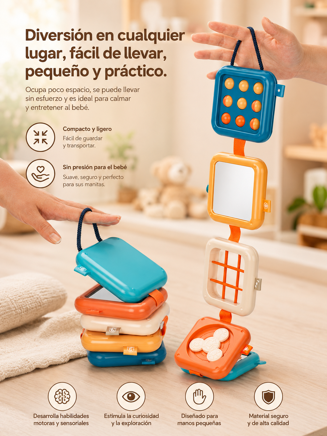 Cubo Sensorial Montessori 8 en 1 para Bebé