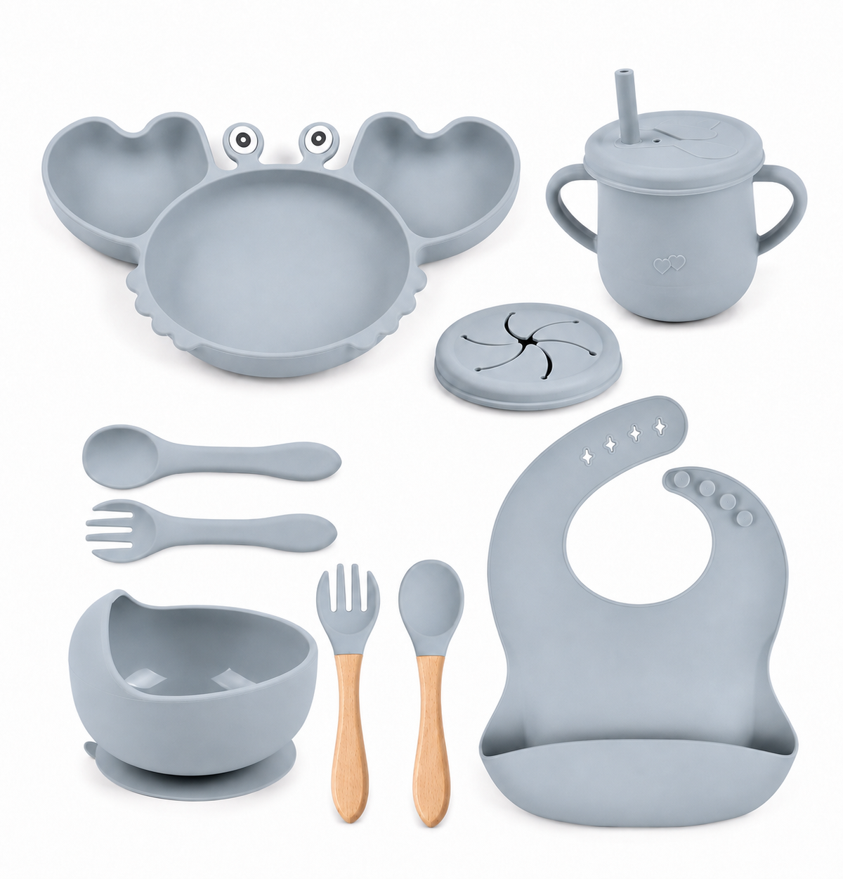 Set de alimentación bebé silicona 10 piezas