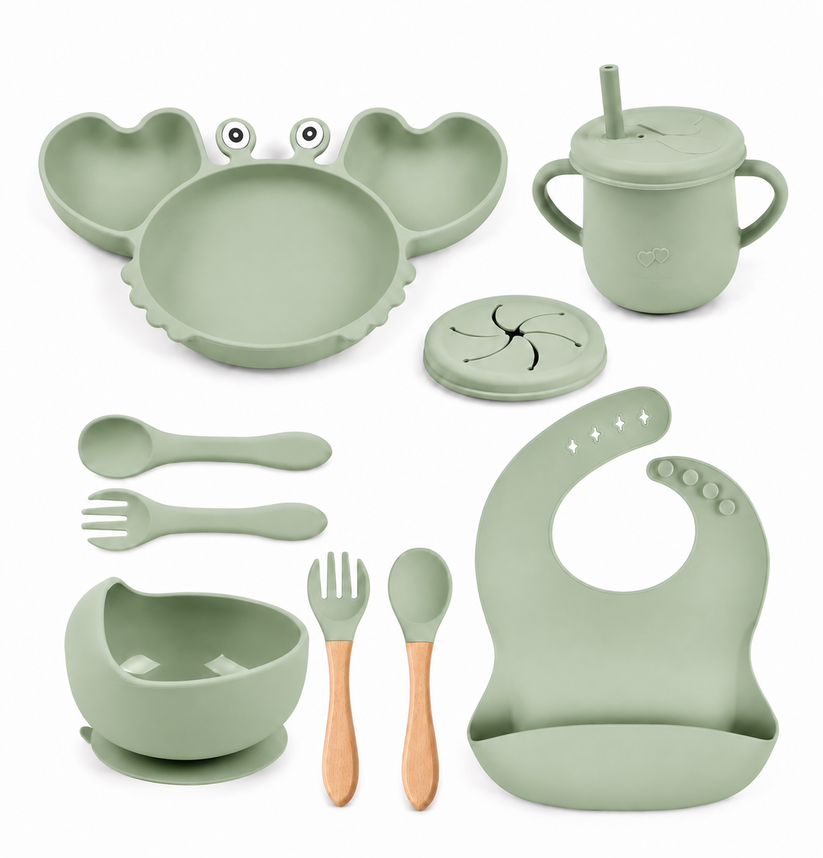 Set de alimentación bebé silicona 10 piezas