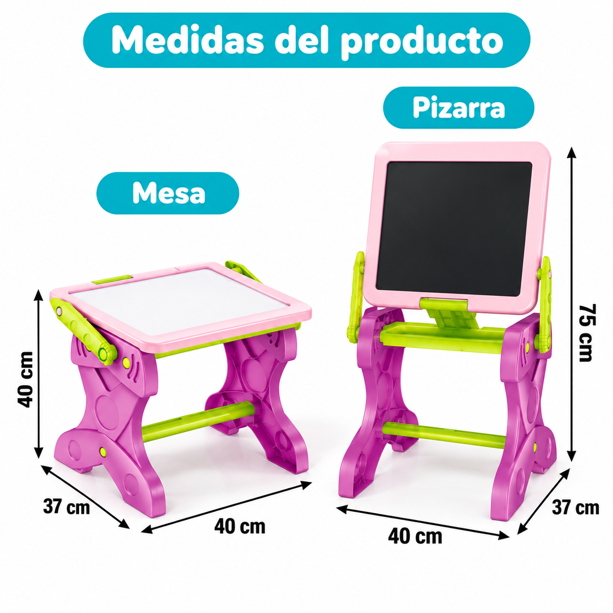 Escritorio y Pizarra Infantil 2 en 1 con Banquillo