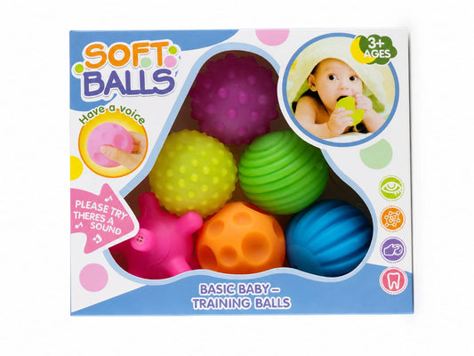 Set de 6 Pelotas Sensoriales con Texturas y Sonido para Bebé